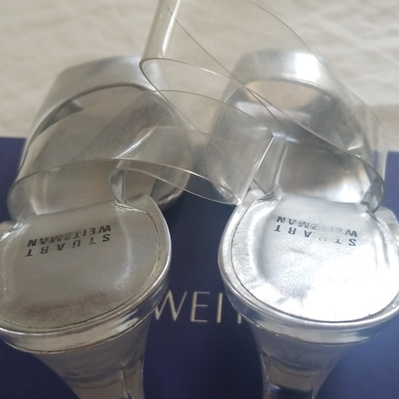 In box sz 8m stuart Weitzman lucite silver wedge - Picture 5 of 8
